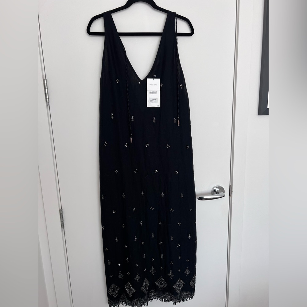 Zara black maxi dress size small NWT